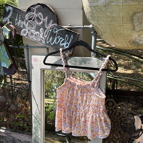 SO Tops - SO White and floral terry cloth Multicolor top